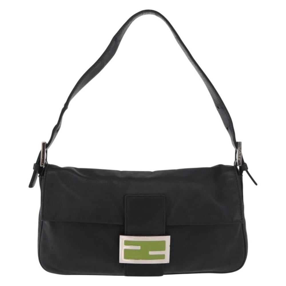 Fendi Mamma Baguette Shoulder Bag Black Leather